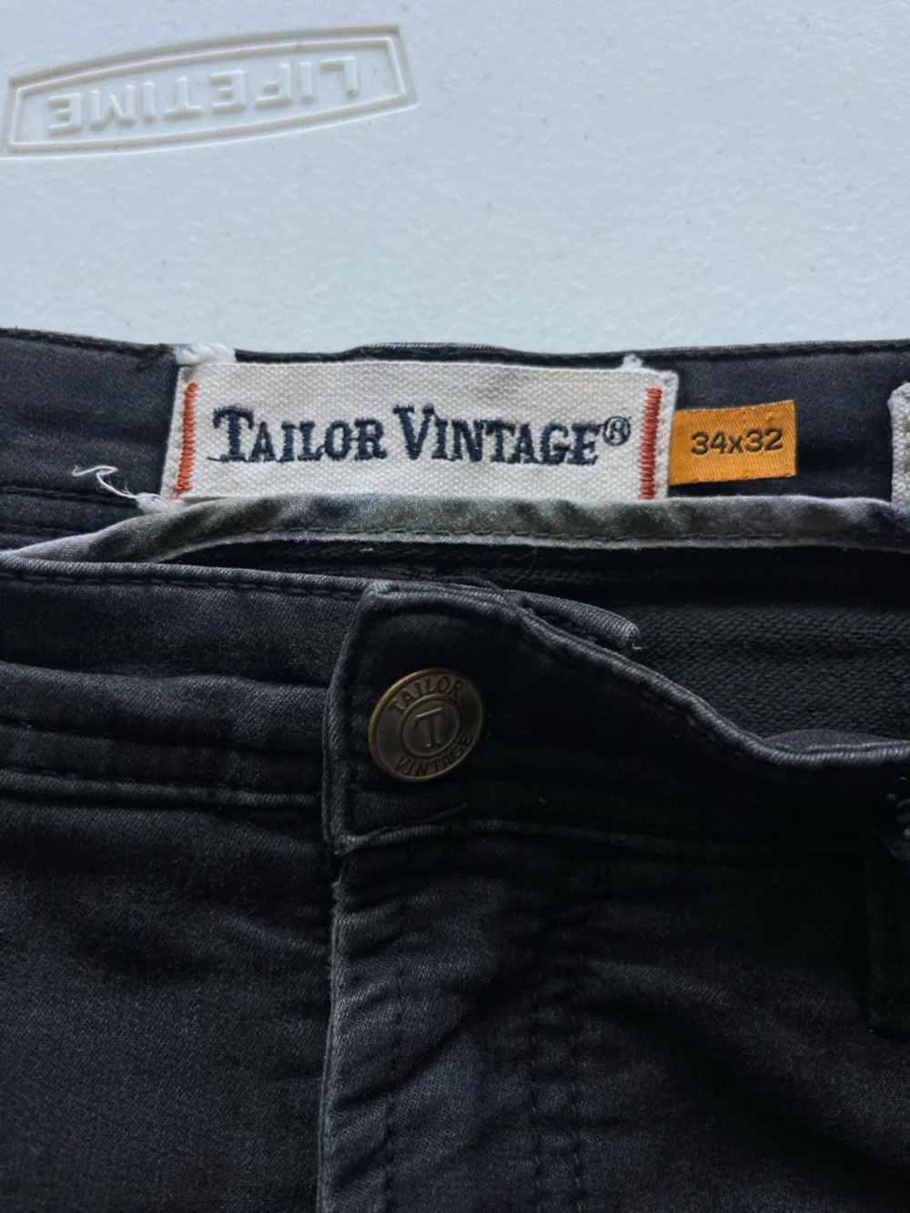 Tailor Vintage Mens 34x32 Black Distressed Slim Fit Jeans Stretch Denim